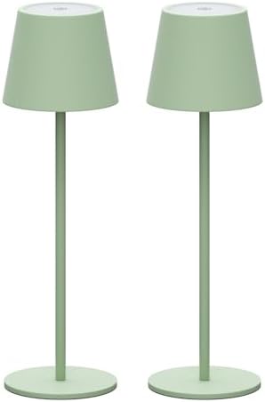 Klighten 2er Set LED Dimmbare Akku Tischlampe Blau – Kabellos, Warmlicht 3000K für Innen & Außen, USB-C, Aluminium, IP54