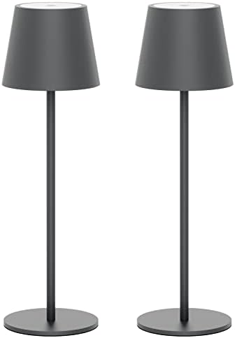 Klighten 2er Set LED Dimmbare Akku Tischlampe Blau – Kabellos, Warmlicht 3000K für Innen & Außen, USB-C, Aluminium, IP54