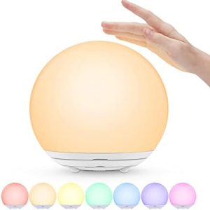 Nachtlicht Kinder, USB aufladbares Stilllicht mit RGB, dimmbare Touch-Nachttischlampe für Babyzimmer, Camping & Geschenk