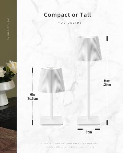 Kabellose LED Tischlampe von – Dimmbare Nachttischlampe mit Magnetköpfen, 3000K Weiß & RGB, IP54 Wasserdicht für Schlaf