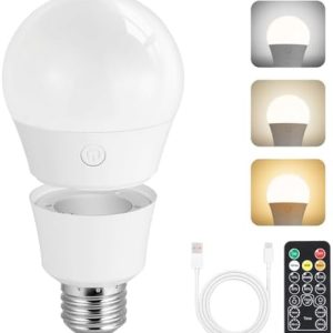 E27 LED USB-C Glühbirne mit Fernbedienung - dimmbar & wiederaufladbar für stimmungsvolle Räume