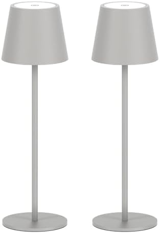 Klighten 2er Set LED Dimmbare Akku Tischlampe Blau – Kabellos, Warmlicht 3000K für Innen & Außen, USB-C, Aluminium, IP54