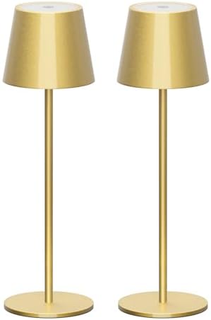 Klighten 2er Set LED Dimmbare Akku Tischlampe Blau – Kabellos, Warmlicht 3000K für Innen & Außen, USB-C, Aluminium, IP54