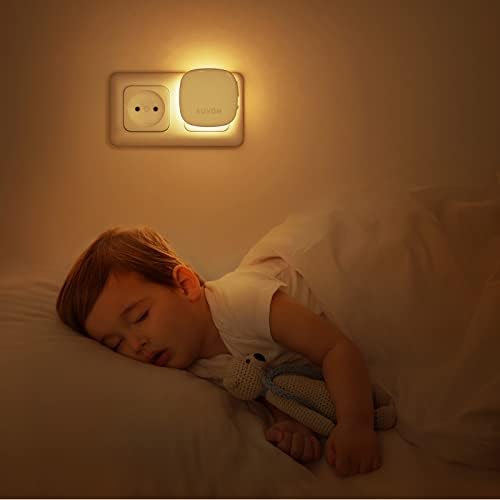 AUVON Nachtlicht Steckdose mit Bewegungssensor und Dämmerungssensor, 2er Set warmweiße LED für Flur, Treppe, Schlafzimme