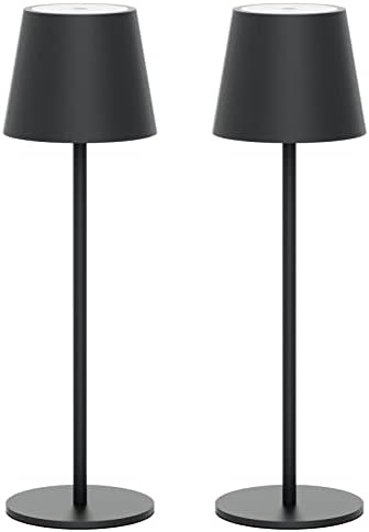 Klighten 2er Set LED Dimmbare Akku Tischlampe Blau – Kabellos, Warmlicht 3000K für Innen & Außen, USB-C, Aluminium, IP54