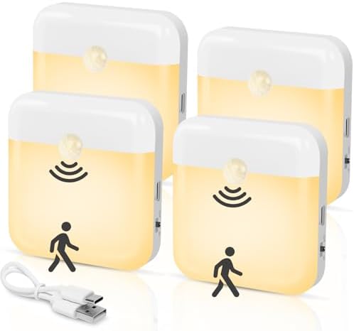 LED Nachtlicht mit Bewegungsmelder 2 Stück | Aufladbar, Warmweiß für Kinderzimmer & Flur