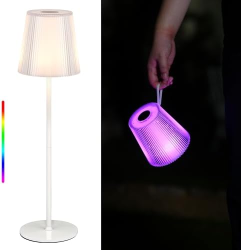 Kabellose LED Tischlampe von – Dimmbare Nachttischlampe mit Magnetköpfen, 3000K Weiß & RGB, IP54 Wasserdicht für Schlaf