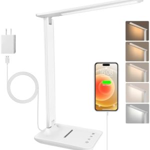 LED Schreibtischlampe Dimmbar mit Augenschutz, 5 Farben & Helligkeitsstufen für Kinder, Schlafzimmer und Büro - Touch St