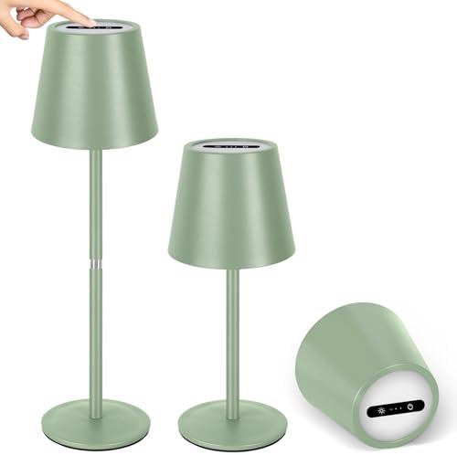 OUTON Kabellose LED Tischlampe 2er Set – Touch dimmbar, 3 Farbtemperaturen, IP54 wasserdicht, ideal für drinnen & drauße