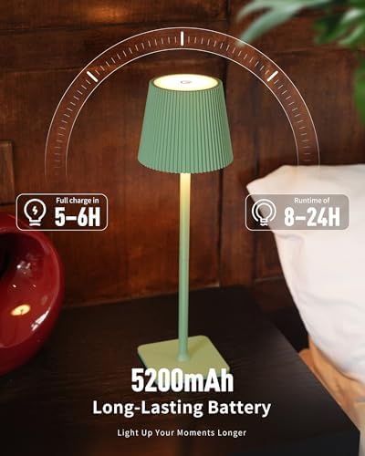 Kabellose LED Tischlampe von – Dimmbare Nachttischlampe mit Magnetköpfen, 3000K Weiß & RGB, IP54 Wasserdicht für Schlaf