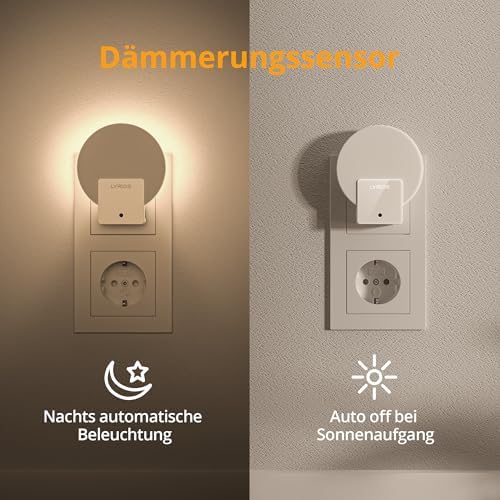 Lyridz Nachtlicht Steckdose mit Dämmerungssensor - Dimmbares LED Licht für Flur, Treppe, Schlafzimmer, Kinderzimmer - 2