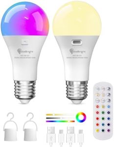 USB Aufladbare E27 Glühbirne mit Fernbedienung, Dimmbare RGB Farbwechsel & Timing-Funktion, 2er Set für vielseitige Bele