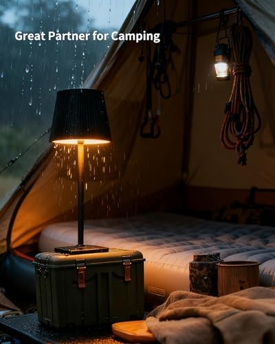 Kabellose LED Tischlampe von – Dimmbare Nachttischlampe mit Magnetköpfen, 3000K Weiß & RGB, IP54 Wasserdicht für Schlaf