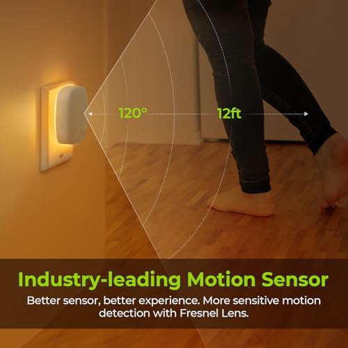 AUVON Nachtlicht Steckdose mit Bewegungssensor und Dämmerungssensor, 2er Set warmweiße LED für Flur, Treppe, Schlafzimme