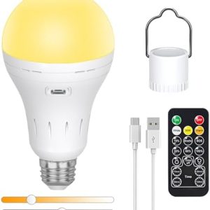 USB-C Wiederaufladbare Glühbirne E27 9W mit Fernbedienung – Dimmbar & tragbar für Outdoor-Notfälle