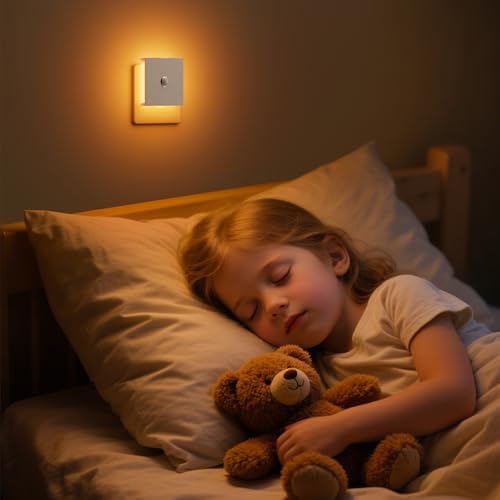 Nachtlicht Steckdose mit Bewegungsmelder – 2er Set, dimmbare LED für Kinderzimmer, Schlafzimmer und Flur – Schwarz