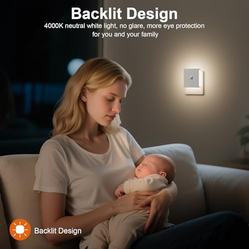 Nachtlicht Steckdose mit Bewegungsmelder – 2er Set, dimmbare LED für Kinderzimmer, Schlafzimmer und Flur – Schwarz