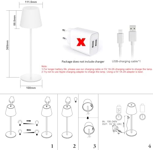 Klighten 2er Set LED Dimmbare Akku Tischlampe Blau – Kabellos, Warmlicht 3000K für Innen & Außen, USB-C, Aluminium, IP54