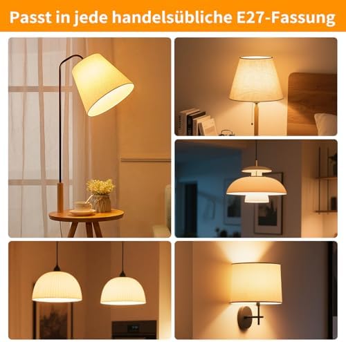 Suright LED Glühbirne E27 2 Stück wiederaufladbar, dimmbar in 3 Farben, mit Fernbedienung für flexible Dekoration