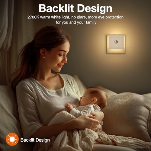 Nachtlicht Steckdose mit Bewegungsmelder – 2er Set, dimmbare LED für Kinderzimmer, Schlafzimmer und Flur – Schwarz
