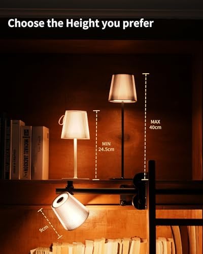 Kabellose LED Tischlampe von – Dimmbare Nachttischlampe mit Magnetköpfen, 3000K Weiß & RGB, IP54 Wasserdicht für Schlaf