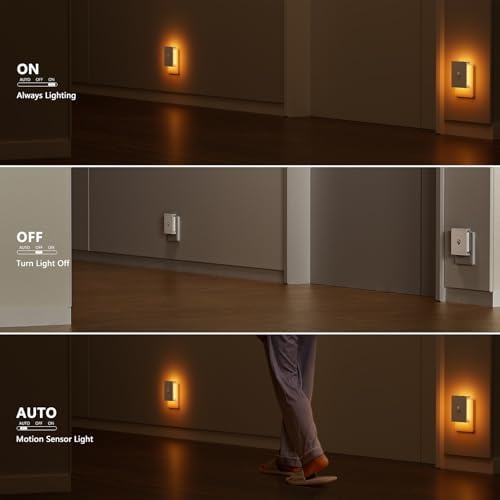 Nachtlicht Steckdose mit Bewegungsmelder – 2er Set, dimmbare LED für Kinderzimmer, Schlafzimmer und Flur – Schwarz