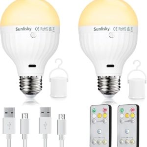 USB-C Wiederaufladbare E27 Glühbirne mit Fernbedienung – Dimmbar & 3 Farben, Perfekt für Camping und Outdoor-Aktivitäten