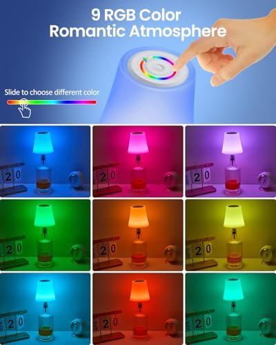 Kabellose LED Flaschenlampe von , 5200mAh Akku, 7 RGB Farben, dimmbar & IP54 wasserdicht für Esszimmer, Wohnzimmer & Sch