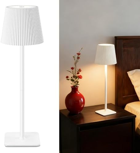 Kabellose LED Tischlampe von – Dimmbare Nachttischlampe mit Magnetköpfen, 3000K Weiß & RGB, IP54 Wasserdicht für Schlaf