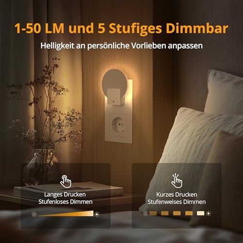 Lyridz Nachtlicht Steckdose mit Dämmerungssensor - Dimmbares LED Licht für Flur, Treppe, Schlafzimmer, Kinderzimmer - 2