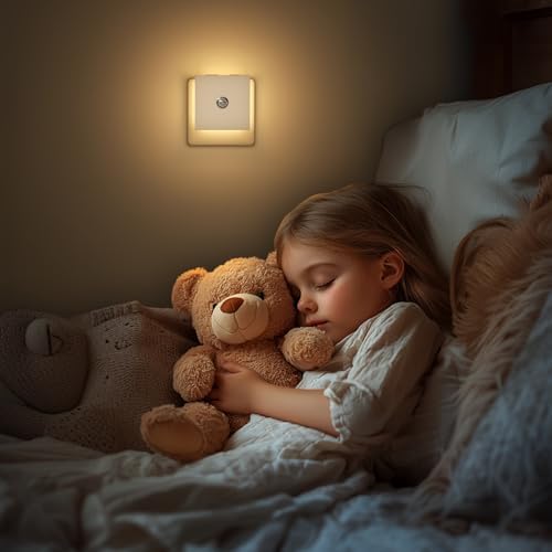 Nachtlicht Steckdose mit Bewegungsmelder – 2er Set, dimmbare LED für Kinderzimmer, Schlafzimmer und Flur – Schwarz