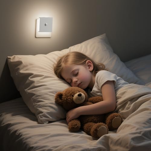 Nachtlicht Steckdose mit Bewegungsmelder – 2er Set, dimmbare LED für Kinderzimmer, Schlafzimmer und Flur – Schwarz