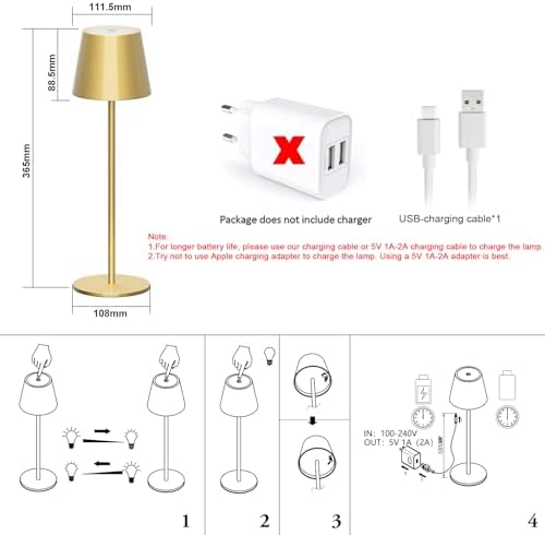 Klighten 2er Set LED Dimmbare Akku Tischlampe Blau – Kabellos, Warmlicht 3000K für Innen & Außen, USB-C, Aluminium, IP54