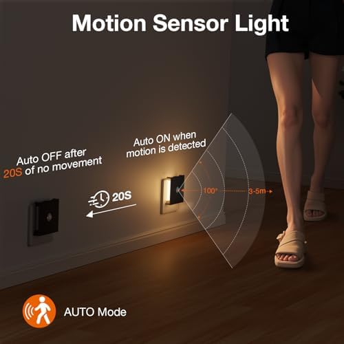 Nachtlicht Steckdose mit Bewegungsmelder – 2er Set, dimmbare LED für Kinderzimmer, Schlafzimmer und Flur – Schwarz