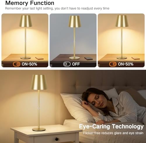 OUTON Kabellose LED Tischlampe 2er Set – Touch dimmbar, 3 Farbtemperaturen, IP54 wasserdicht, ideal für drinnen & drauße