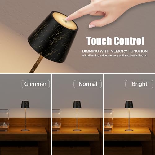 Klighten 2er Set LED Dimmbare Akku Tischlampe Blau – Kabellos, Warmlicht 3000K für Innen & Außen, USB-C, Aluminium, IP54