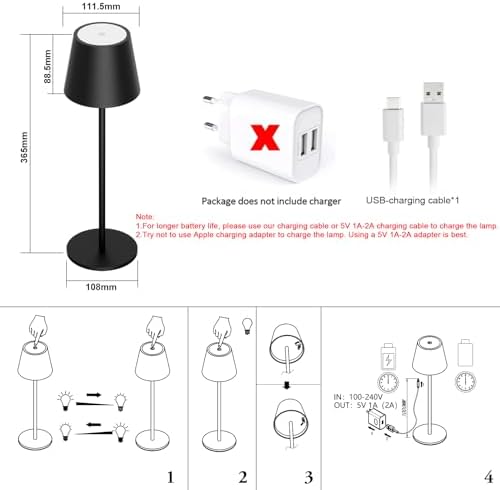 Klighten 2er Set LED Dimmbare Akku Tischlampe Blau – Kabellos, Warmlicht 3000K für Innen & Außen, USB-C, Aluminium, IP54