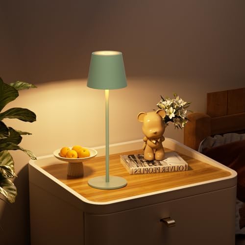 Klighten 2er Set LED Dimmbare Akku Tischlampe Blau – Kabellos, Warmlicht 3000K für Innen & Außen, USB-C, Aluminium, IP54