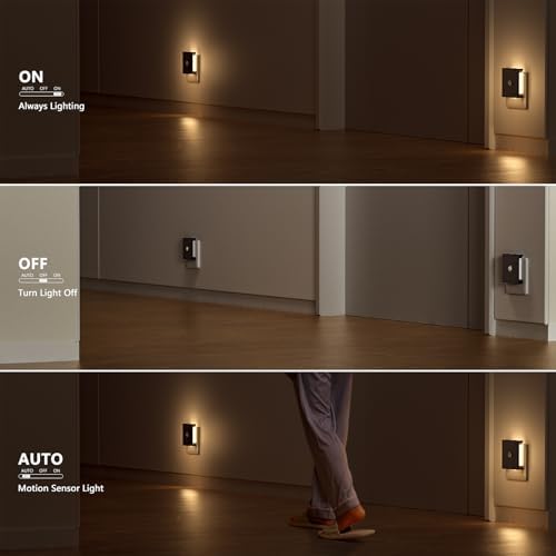 Nachtlicht Steckdose mit Bewegungsmelder – 2er Set, dimmbare LED für Kinderzimmer, Schlafzimmer und Flur – Schwarz