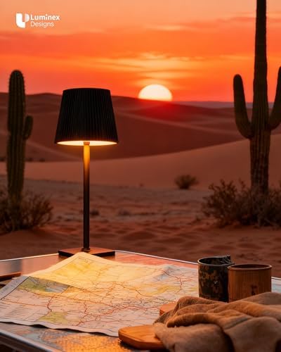 Kabellose LED Tischlampe von – Dimmbare Nachttischlampe mit Magnetköpfen, 3000K Weiß & RGB, IP54 Wasserdicht für Schlaf