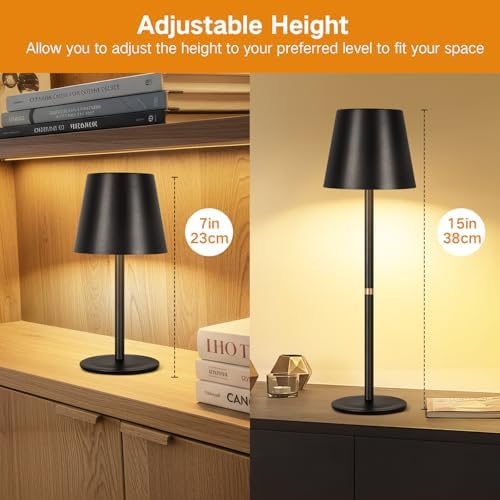 OUTON Kabellose LED Tischlampe 2er Set – Touch dimmbar, 3 Farbtemperaturen, IP54 wasserdicht, ideal für drinnen & drauße