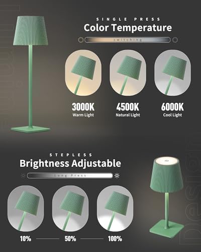 Kabellose LED Tischlampe von – Dimmbare Nachttischlampe mit Magnetköpfen, 3000K Weiß & RGB, IP54 Wasserdicht für Schlaf