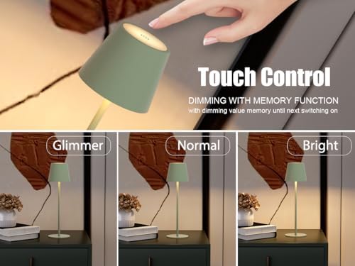 Klighten 2er Set LED Dimmbare Akku Tischlampe Blau – Kabellos, Warmlicht 3000K für Innen & Außen, USB-C, Aluminium, IP54