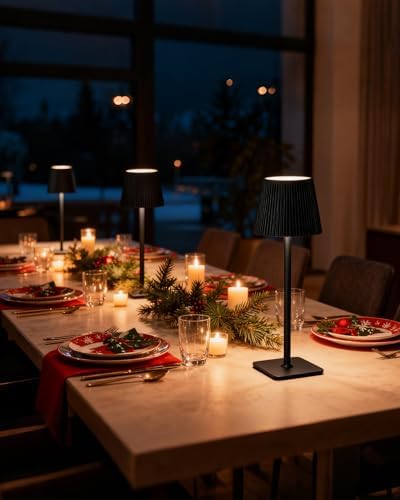 Kabellose LED Tischlampe von – Dimmbare Nachttischlampe mit Magnetköpfen, 3000K Weiß & RGB, IP54 Wasserdicht für Schlaf