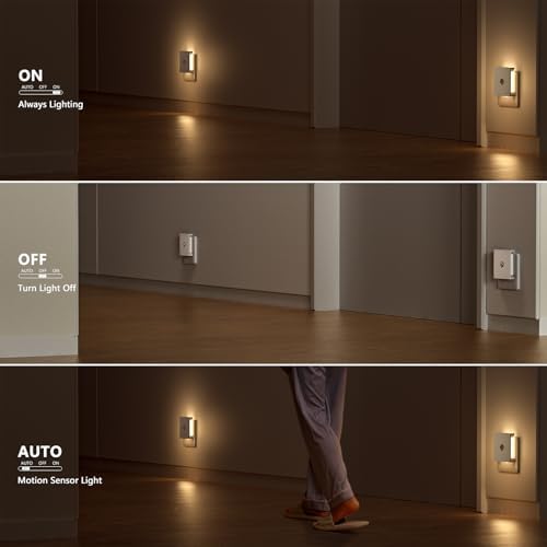 Nachtlicht Steckdose mit Bewegungsmelder – 2er Set, dimmbare LED für Kinderzimmer, Schlafzimmer und Flur – Schwarz