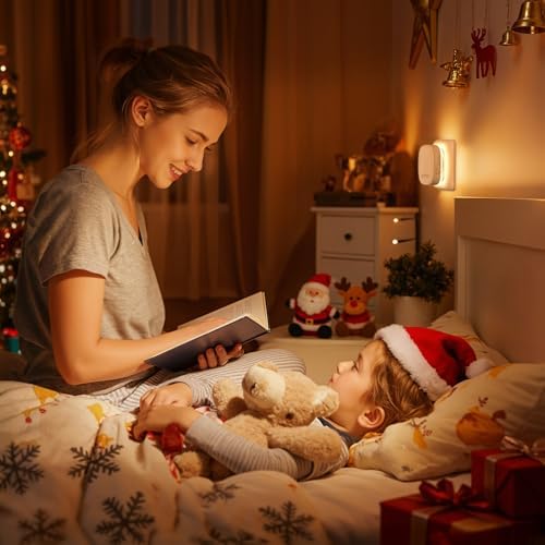 AUVON Nachtlicht Steckdose mit Bewegungssensor und Dämmerungssensor, 2er Set warmweiße LED für Flur, Treppe, Schlafzimme