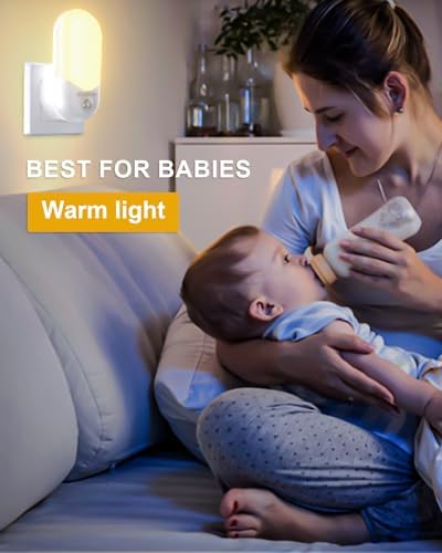 2er Set LED Nachtlicht mit Dämmerungssensor und Bewegungsmelder für Kinderzimmer, Treppen, Schlafzimmer – Warmweißes Lic