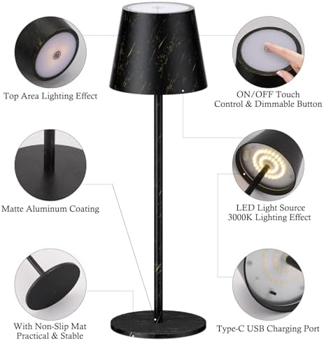 Klighten 2er Set LED Dimmbare Akku Tischlampe Blau – Kabellos, Warmlicht 3000K für Innen & Außen, USB-C, Aluminium, IP54