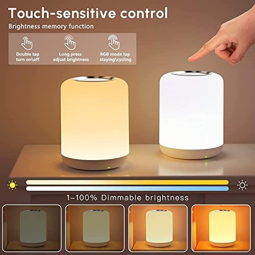 SOLIDEE Touch Dimmbar Nachttischlampe, LED Nachtlicht für Babys mit 256 RGB, ideal für Schlafzimmer und Wohnzimmer