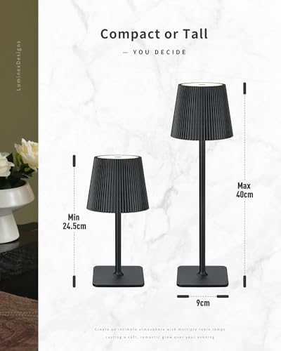 Kabellose LED Tischlampe von – Dimmbare Nachttischlampe mit Magnetköpfen, 3000K Weiß & RGB, IP54 Wasserdicht für Schlaf